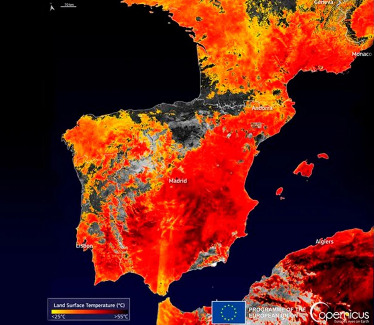 Mapa de calor - España - Copernicus